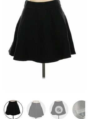 Cynthia Rowley Black Ribbed-Waist Circle Skirt